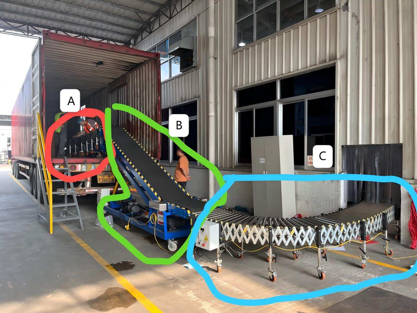 Medium Inclined Conveyor + Roller Conveyor Component Labels